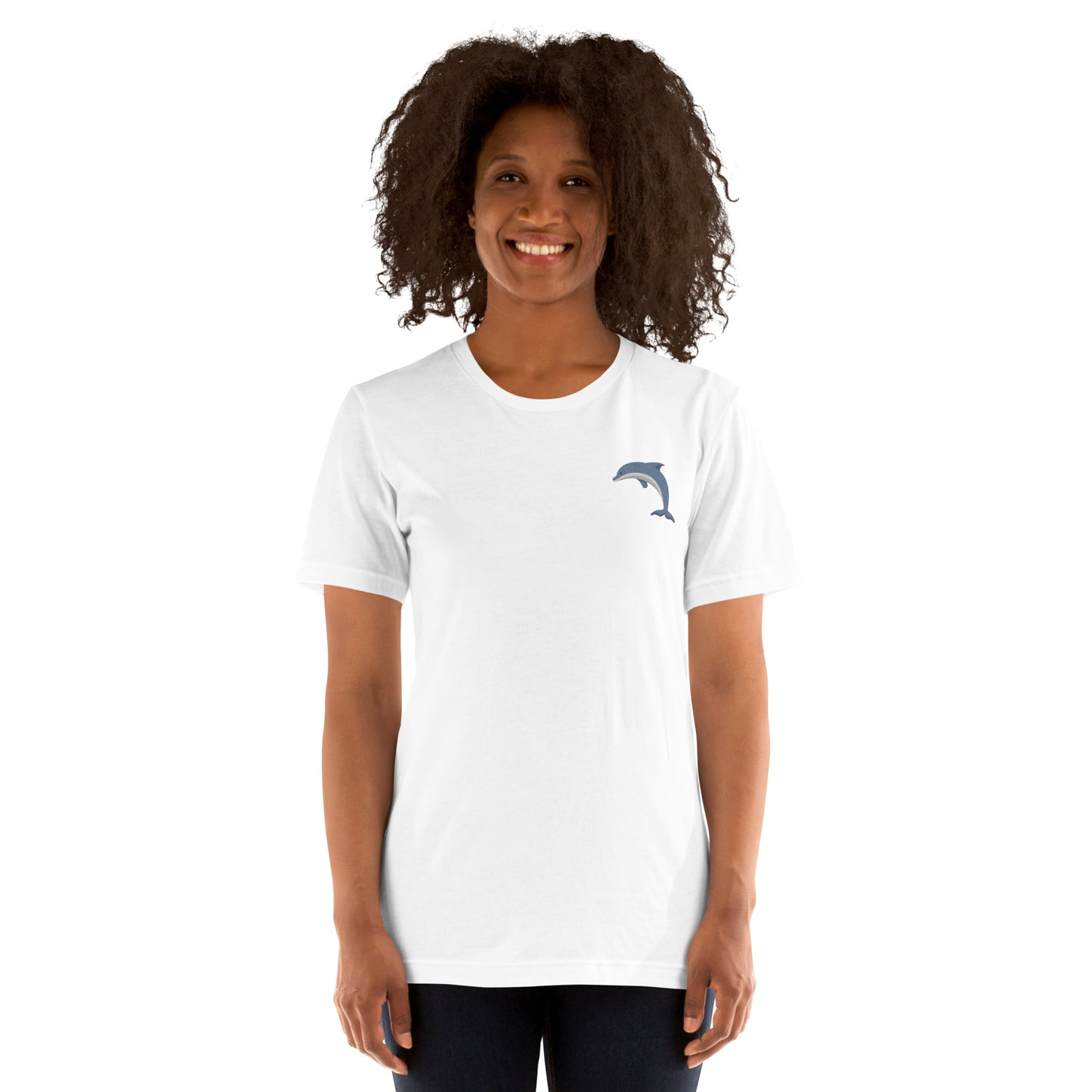 Dolphin Cotton T-Shirt - Embroidered - Wildlife Soul Dolphin Cotton T-Shirt - Embroidered