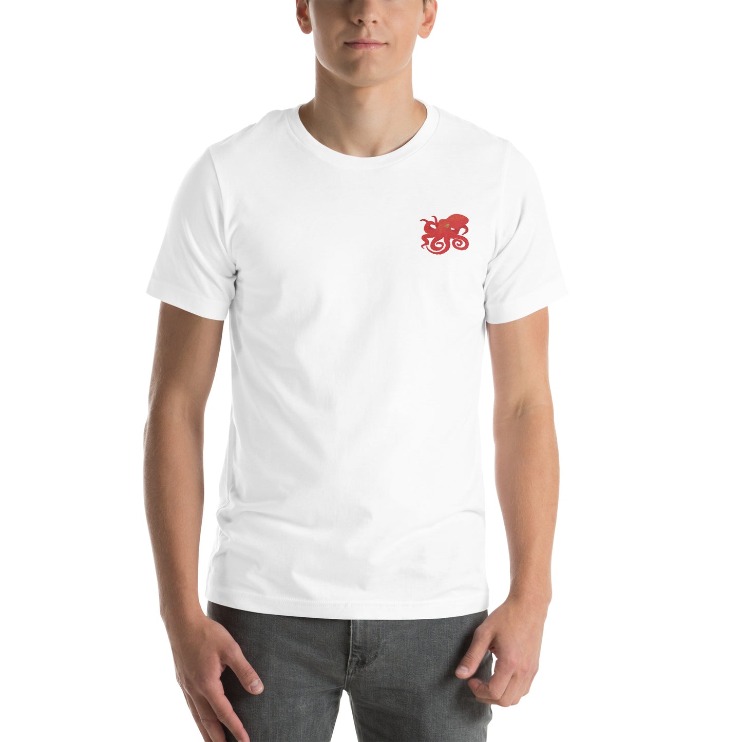 Octopus Cotton T-Shirt - Embroidered - Wildlife Soul Octopus Cotton T-Shirt - Embroidered