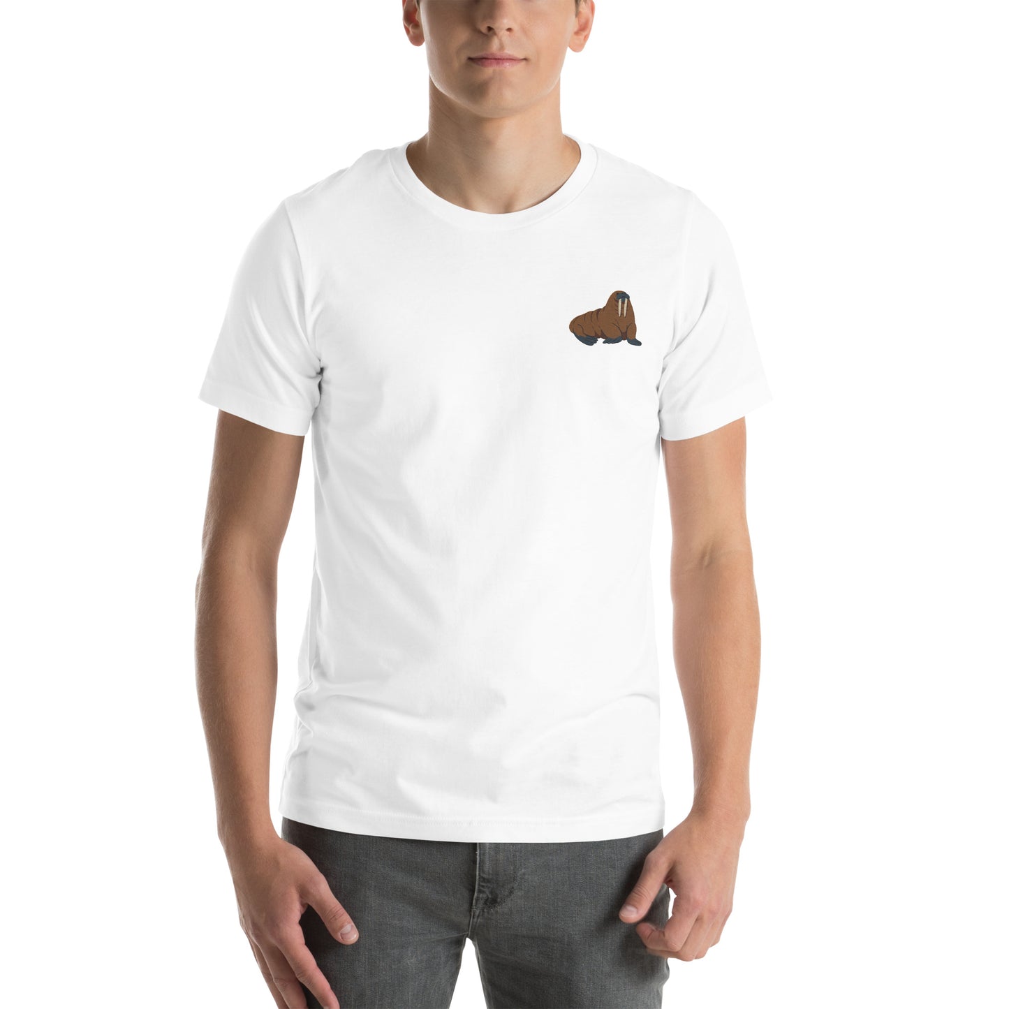 Walrus Cotton T-Shirt - Embroidered - Wildlife Soul Walrus Cotton T-Shirt - Embroidered