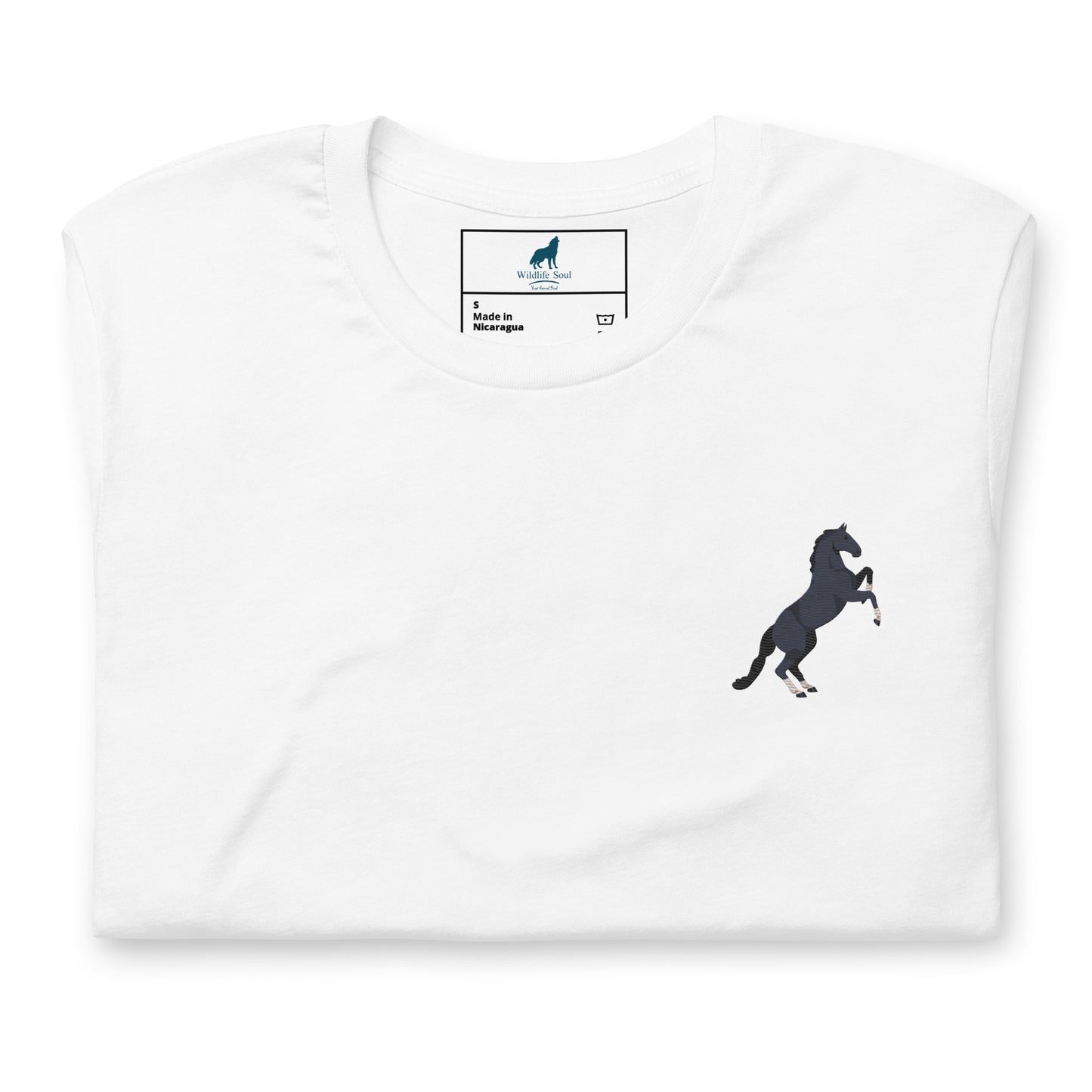 Horse Cotton T-Shirt - Embroidered - Wildlife Soul Horse Cotton T-Shirt - Embroidered