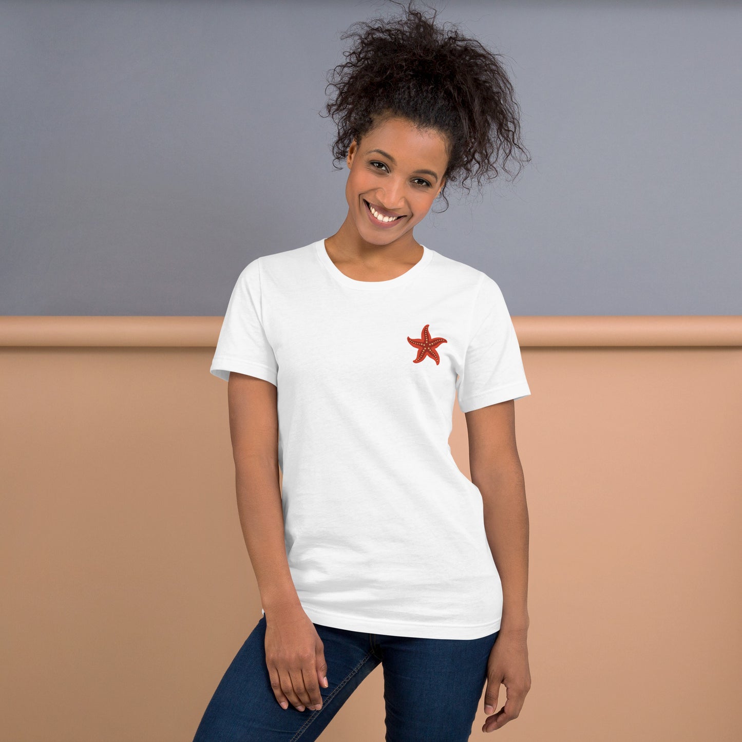 Star fish Cotton T-Shirt - Embroidered - Wildlife Soul Star fish Cotton T-Shirt - Embroidered