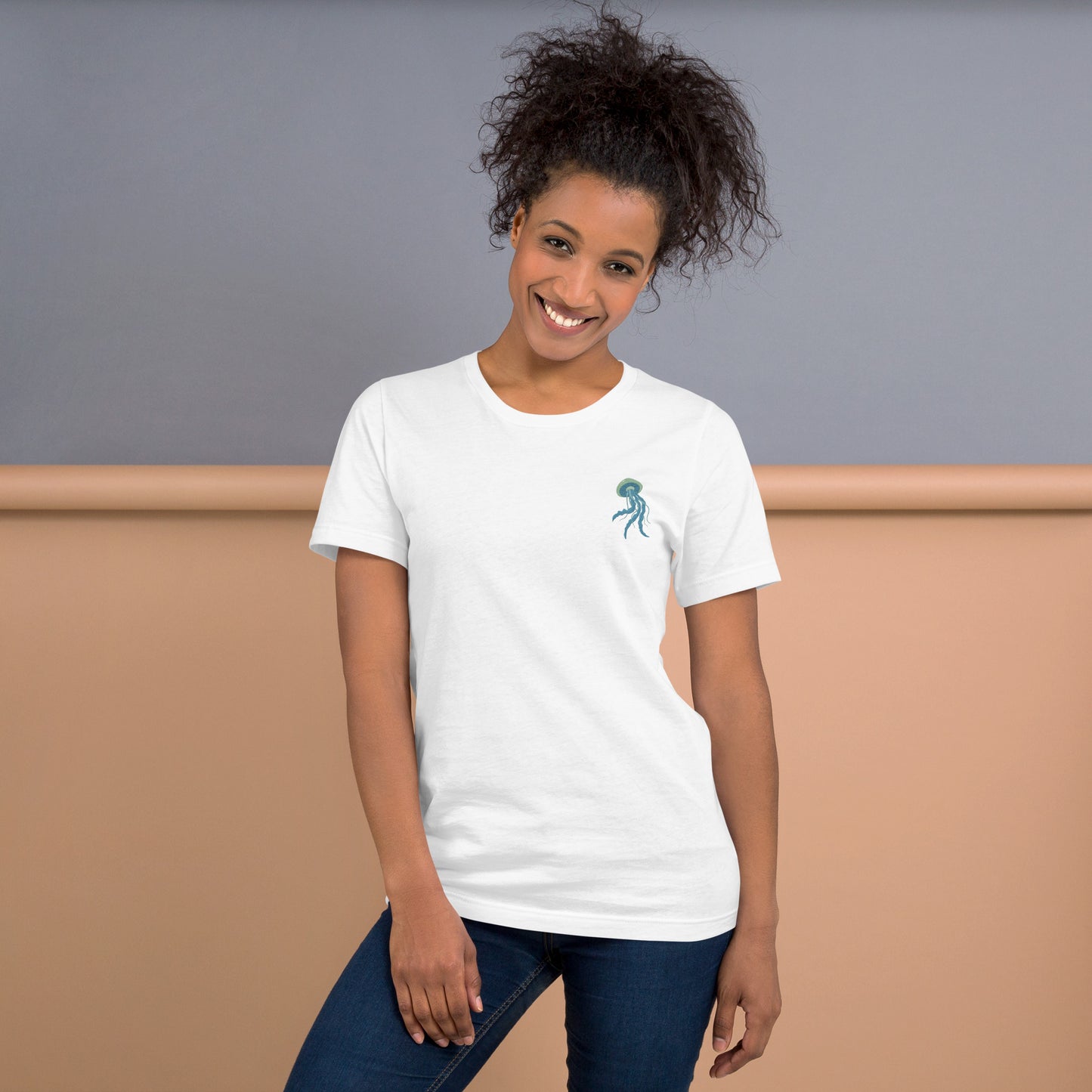 Jellyfish Cotton T-Shirt - Embroidered - Wildlife Soul Jellyfish Cotton T-Shirt - Embroidered