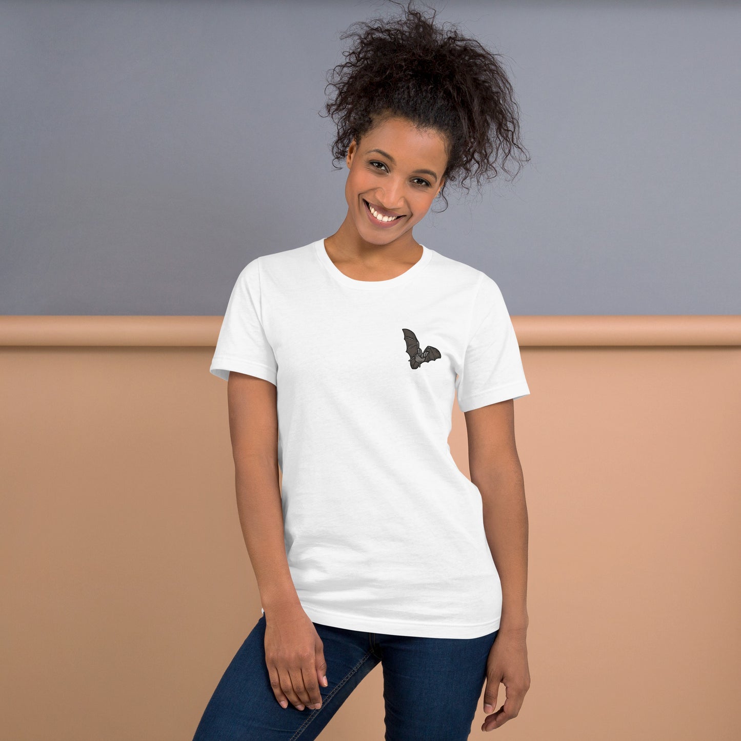 Bat Cotton T-Shirt - Embroidered - Wildlife Soul Bat Cotton T-Shirt - Embroidered