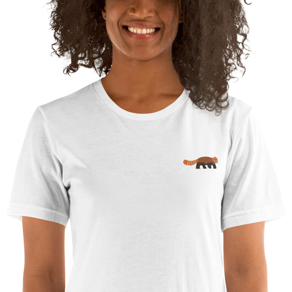 Red Panda Cotton T-Shirt - Embroidered - Wildlife Soul Red Panda Cotton T-Shirt - Embroidered