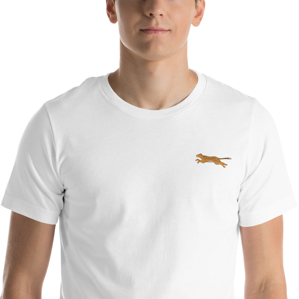 Leopard Cotton T-Shirt - Embroidered - Wildlife Soul Leopard Cotton T-Shirt - Embroidered
