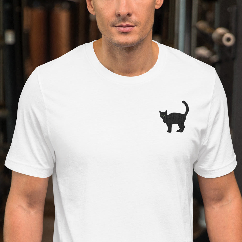 Black Cat T-Shirt - Embroidered - Wildlife Soul Black Cat T-Shirt - Embroidered