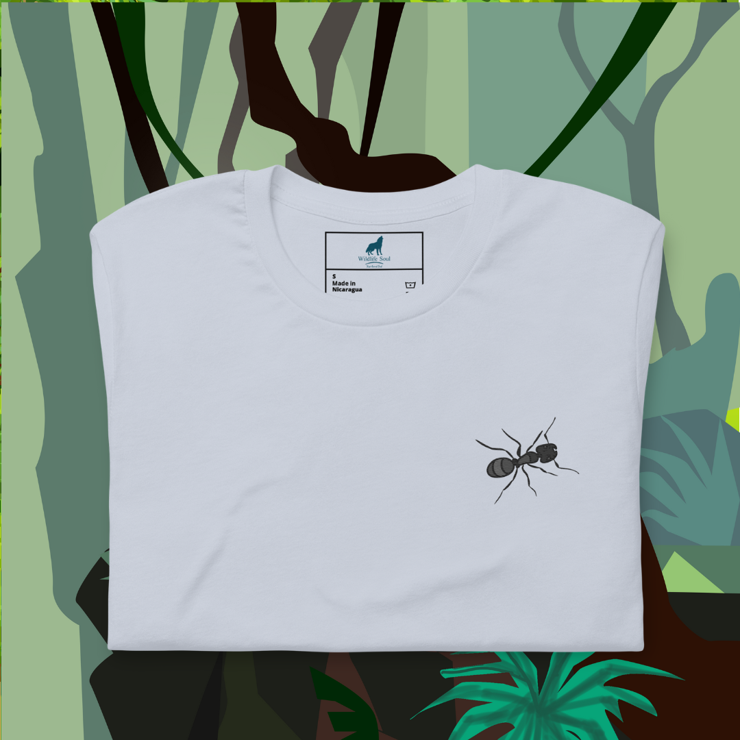 Ant Cotton T-shirt - Embroidered - Wildlife Soul   Ant Cotton T-shirt - Embroidered