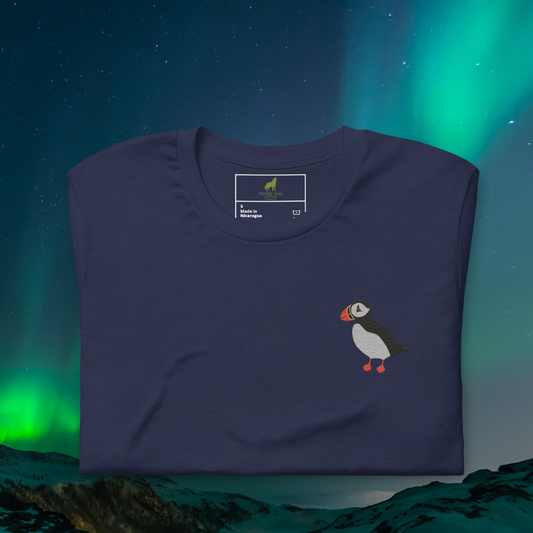 Puffin Cotton T-Shirt - Embroidered - Wildlife Soul   Puffin Cotton T-Shirt - Embroidered