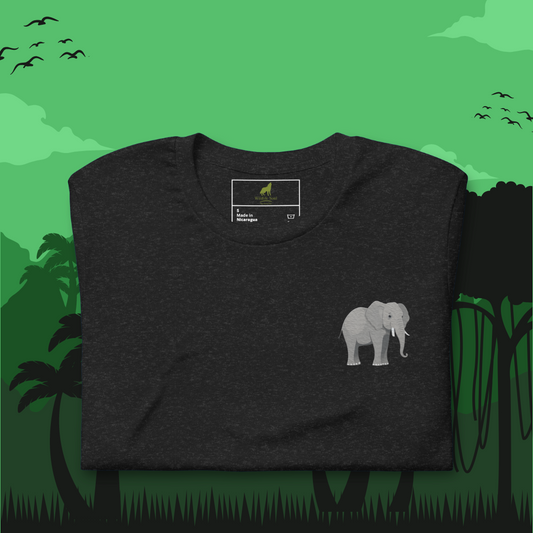 Elephant Cotton T-Shirt - Embroidered - Wildlife Soul   Elephant Cotton T-Shirt - Embroidered