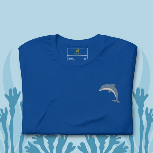 Dolphin Cotton T-Shirt - Embroidered - Wildlife Soul   Dolphin Cotton T-Shirt - Embroidered