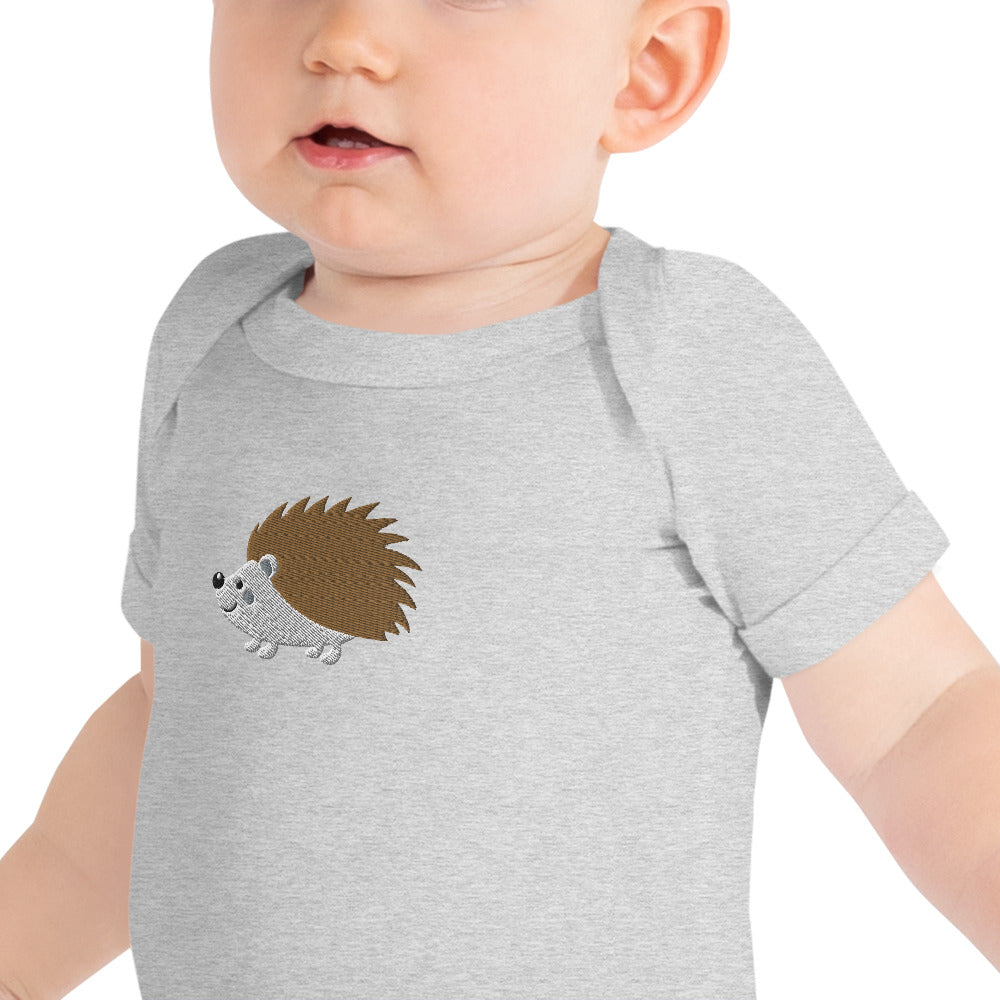 Hedgehog Cotton Baby Body - Embroidered - Wildlife Soul   Hedgehog Cotton Baby Body - Embroidered