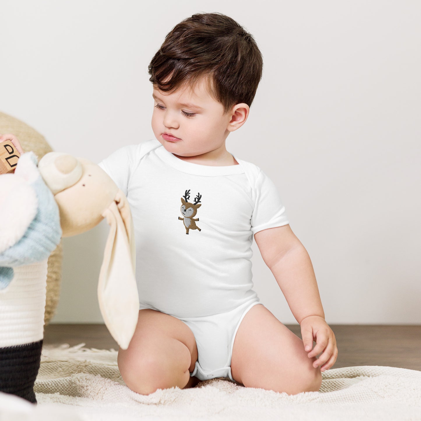 Reindeer Cotton Baby Body - Embroidered - Wildlife Soul   Reindeer Cotton Baby Body - Embroidered