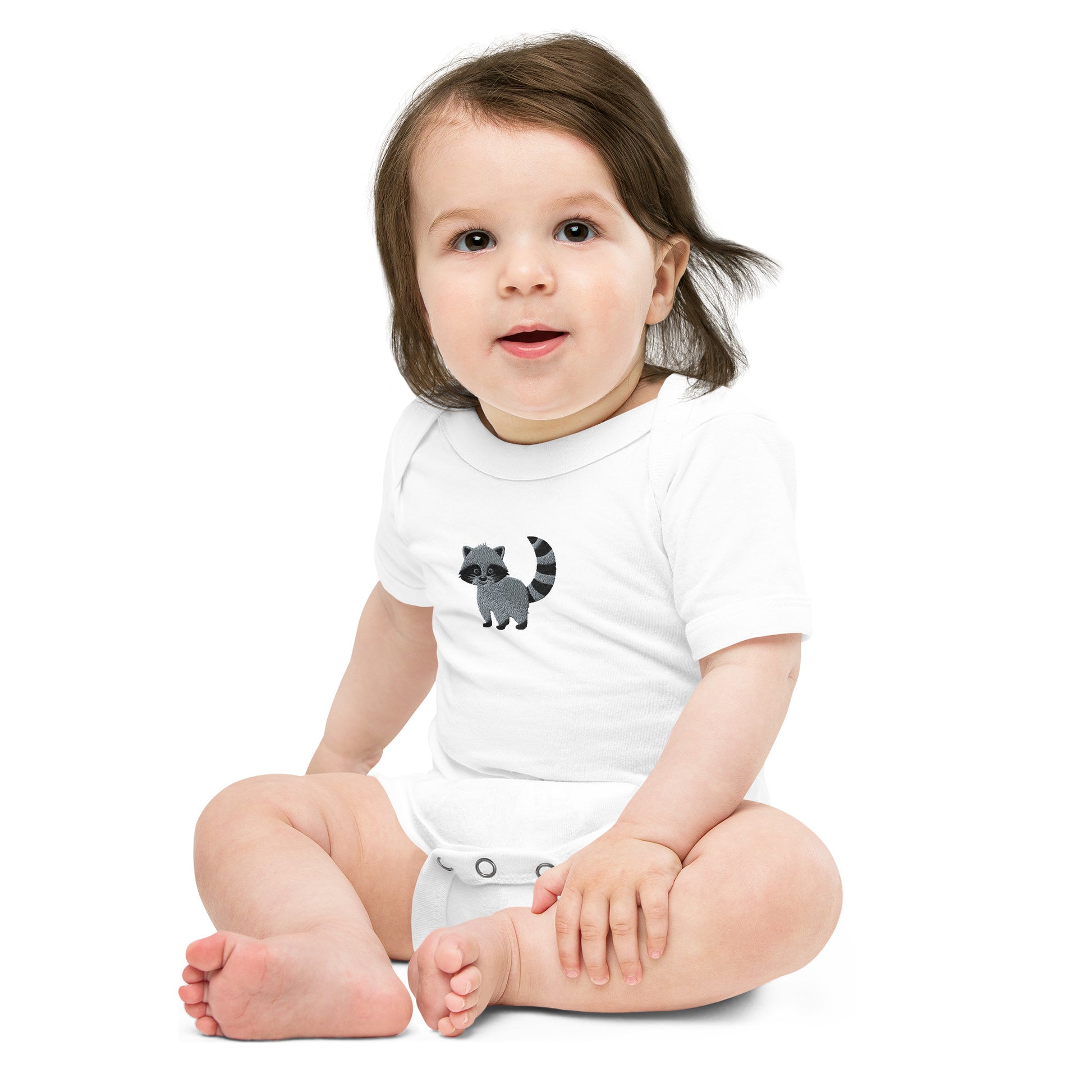 Raccoon Cotton Baby Body - Embroidered - Wildlife Soul   Raccoon Cotton Baby Body - Embroidered