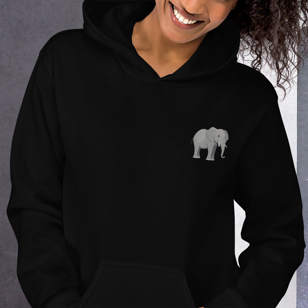 Elephant Cotton Hoodie - Embroidered - Wildlife Soul   Elephant Cotton Hoodie - Embroidered