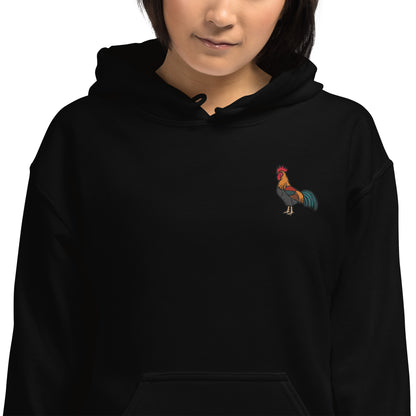 Rooster Cotton Hoodie - Embroidered - Wildlife Soul   Rooster Cotton Hoodie - Embroidered