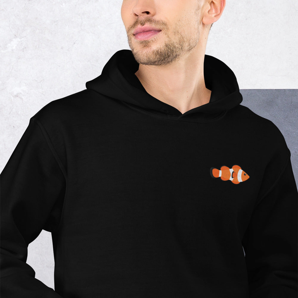 Clownfish Cotton Hoodie - Embroidered - Wildlife Soul   Clownfish Cotton Hoodie - Embroidered