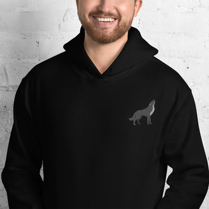 Wolf Cotton Hoodie - Embroidered - Wildlife Soul   Wolf Cotton Hoodie - Embroidered