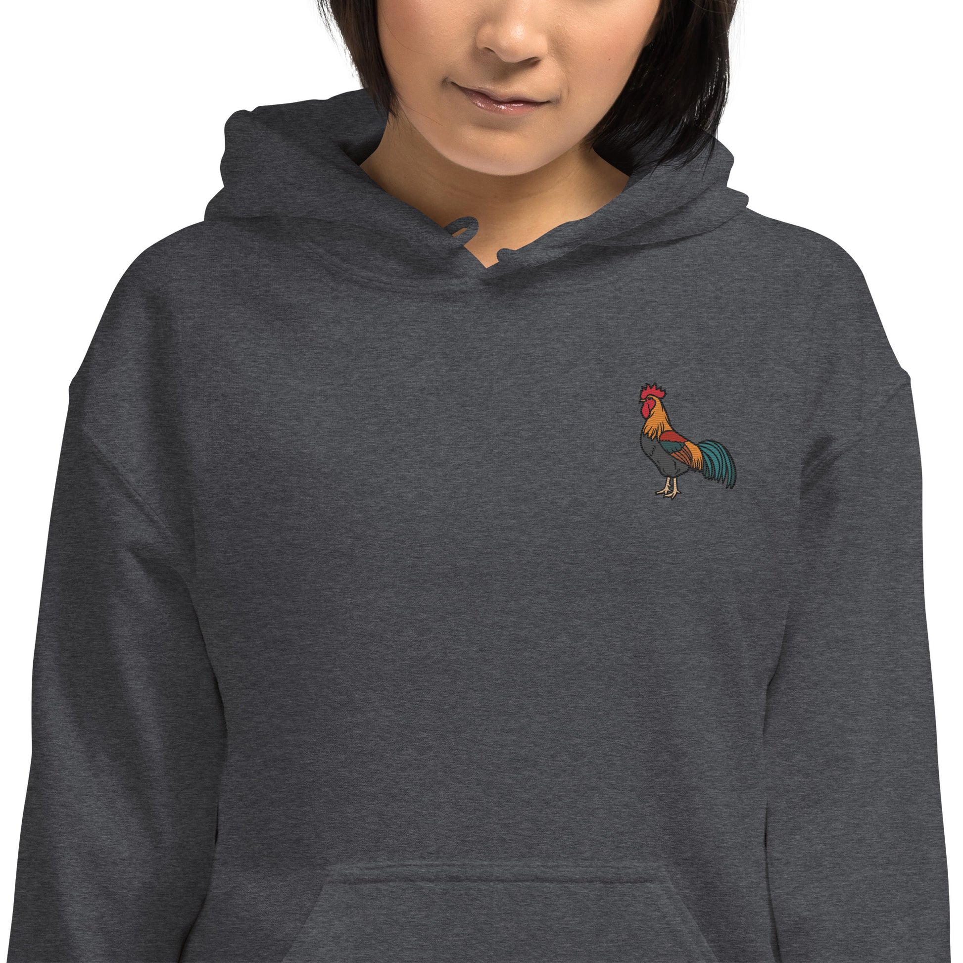 Rooster Cotton Hoodie - Embroidered - Wildlife Soul   Rooster Cotton Hoodie - Embroidered