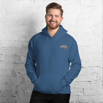 Rhinoceros Cotton Hoodie - Embroidered - Wildlife Soul   Rhinoceros Cotton Hoodie - Embroidered