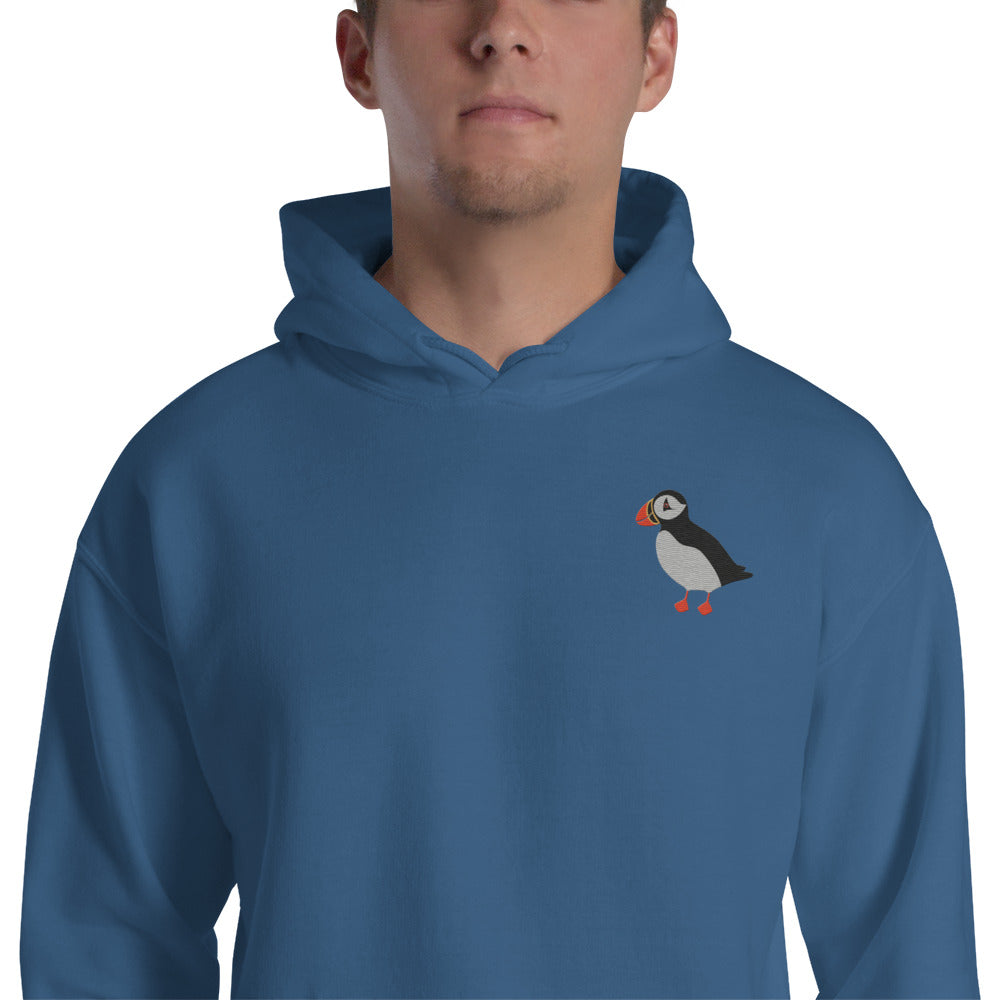 Puffin Cotton Hoodie - Embroidered - Wildlife Soul   Puffin Cotton Hoodie - Embroidered