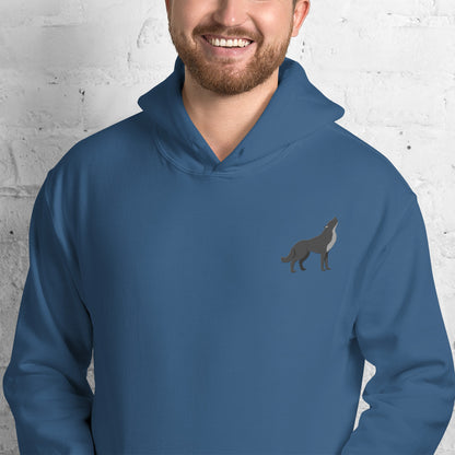 Wolf Cotton Hoodie - Embroidered - Wildlife Soul   Wolf Cotton Hoodie - Embroidered