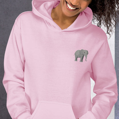 Elephant Cotton Hoodie - Embroidered - Wildlife Soul   Elephant Cotton Hoodie - Embroidered