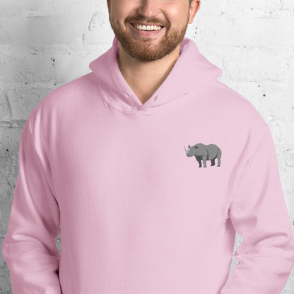 Rhinoceros Cotton Hoodie - Embroidered - Wildlife Soul   Rhinoceros Cotton Hoodie - Embroidered