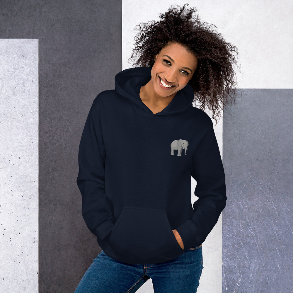 Elephant Cotton Hoodie - Embroidered - Wildlife Soul   Elephant Cotton Hoodie - Embroidered