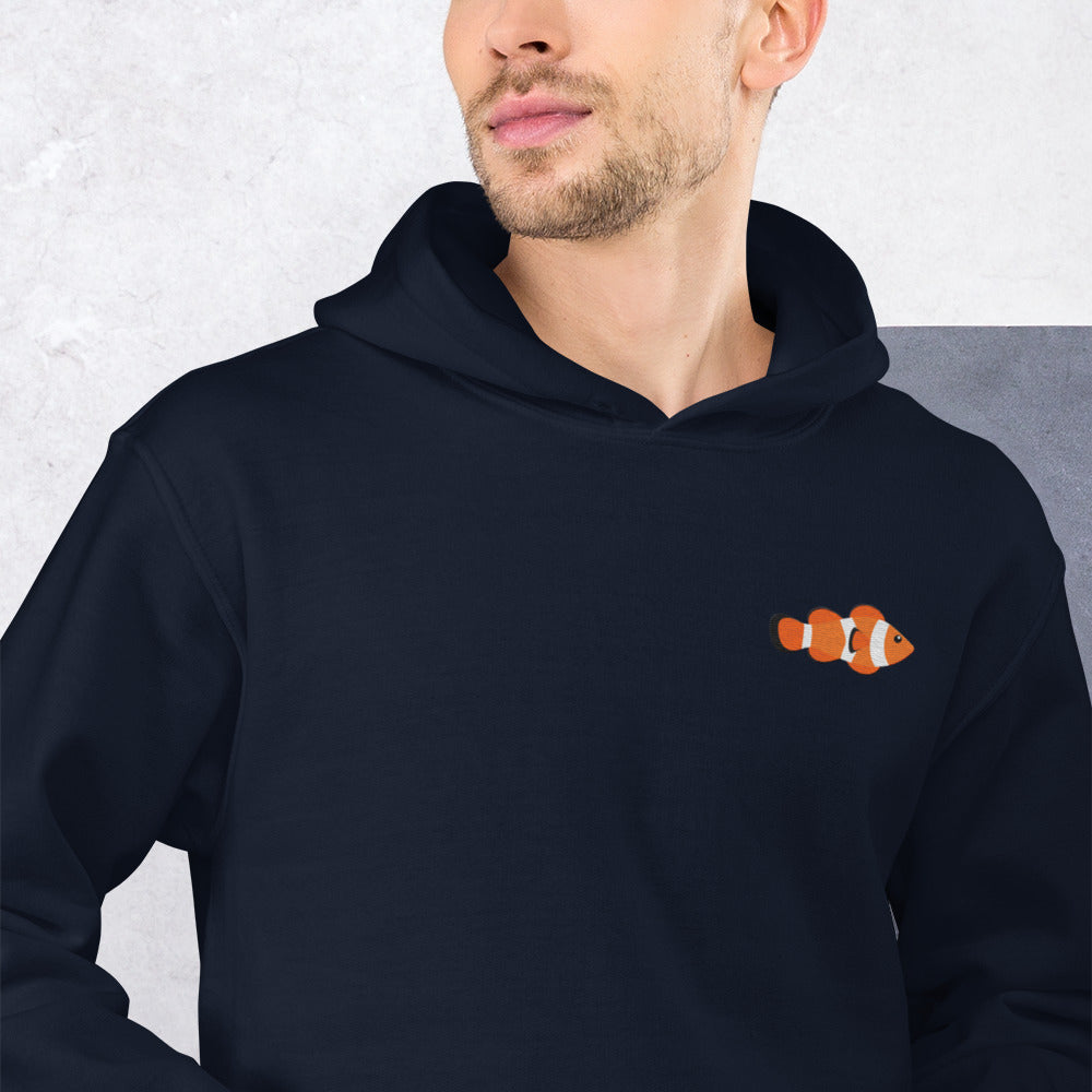 Clownfish Cotton Hoodie - Embroidered - Wildlife Soul   Clownfish Cotton Hoodie - Embroidered