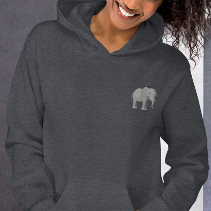 Elephant Cotton Hoodie - Embroidered - Wildlife Soul   Elephant Cotton Hoodie - Embroidered