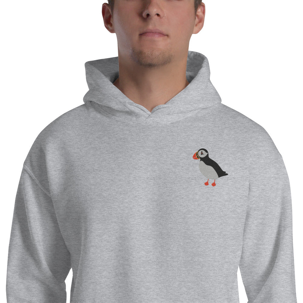 Puffin Cotton Hoodie - Embroidered - Wildlife Soul   Puffin Cotton Hoodie - Embroidered