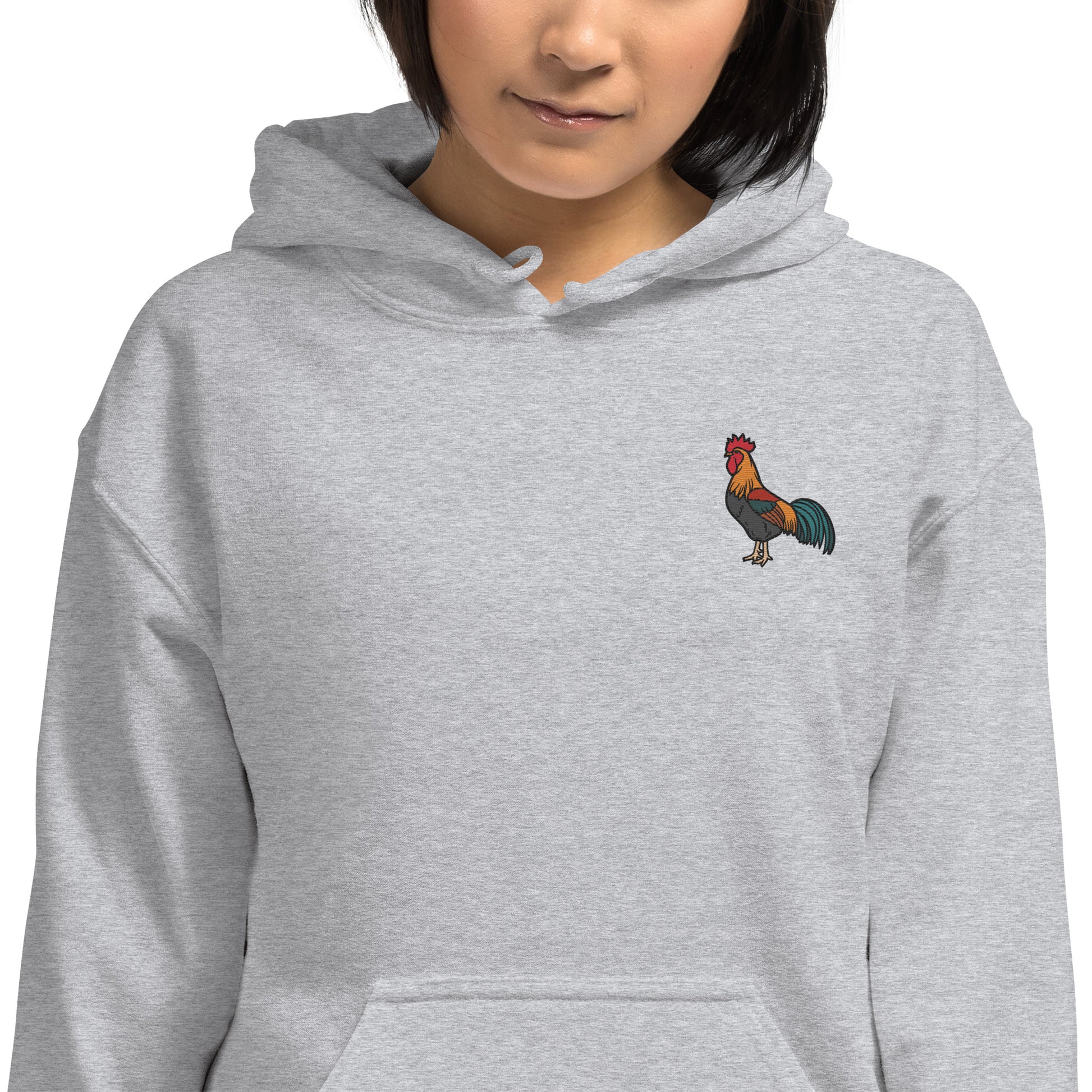 Rooster Cotton Hoodie - Embroidered - Wildlife Soul   Rooster Cotton Hoodie - Embroidered