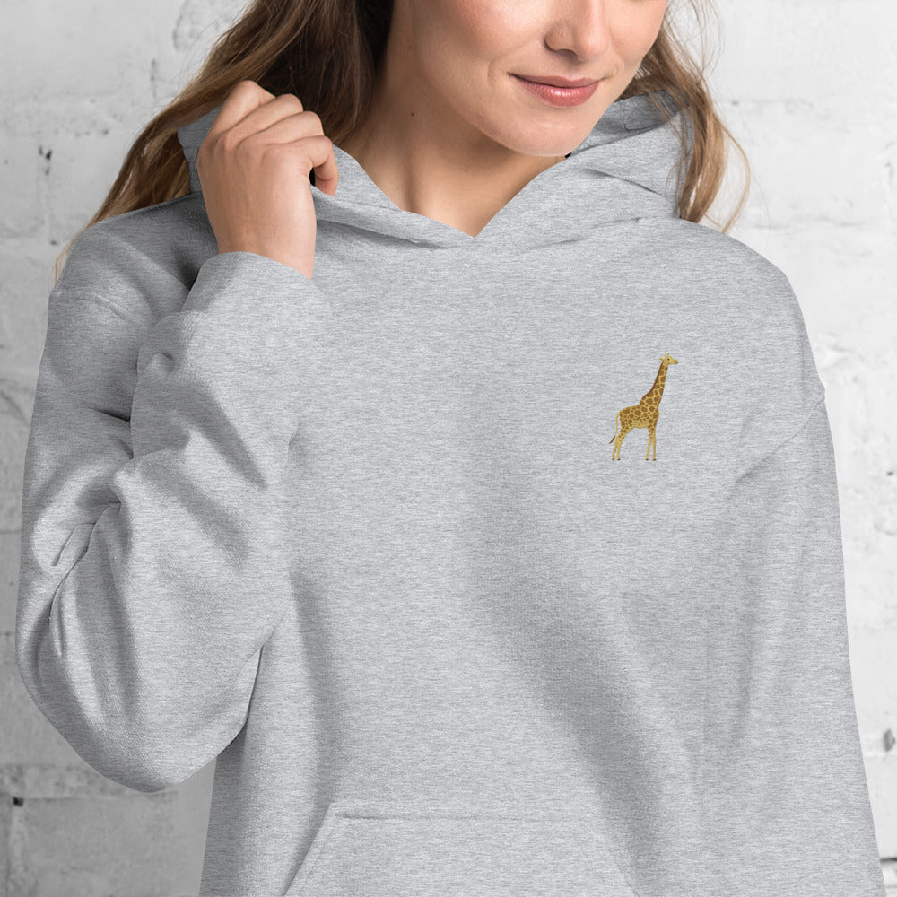 Giraffe Cotton Hoodie - Embroidered - Wildlife Soul   Giraffe Cotton Hoodie - Embroidered