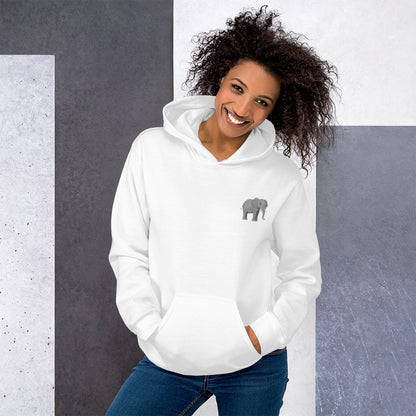 Elephant Cotton Hoodie - Embroidered - Wildlife Soul   Elephant Cotton Hoodie - Embroidered