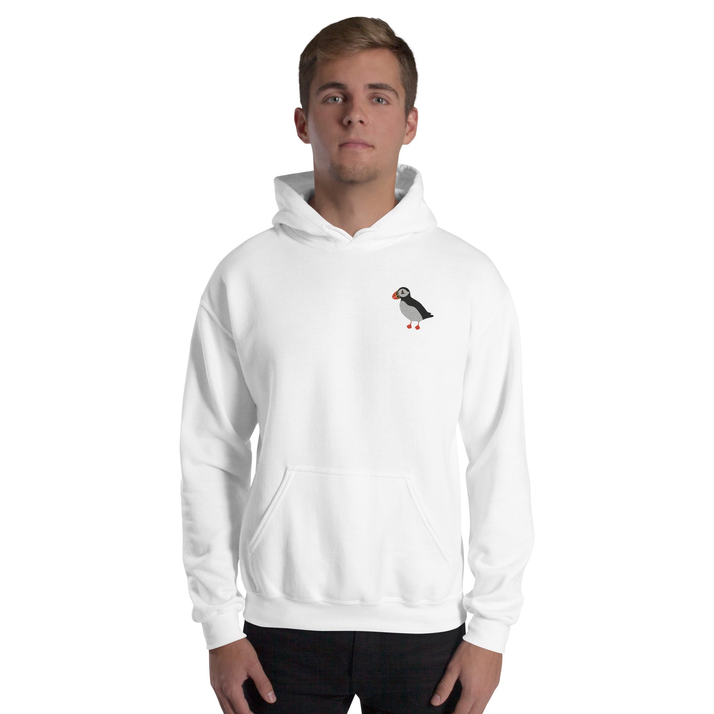 Puffin Cotton Hoodie - Embroidered - Wildlife Soul   Puffin Cotton Hoodie - Embroidered