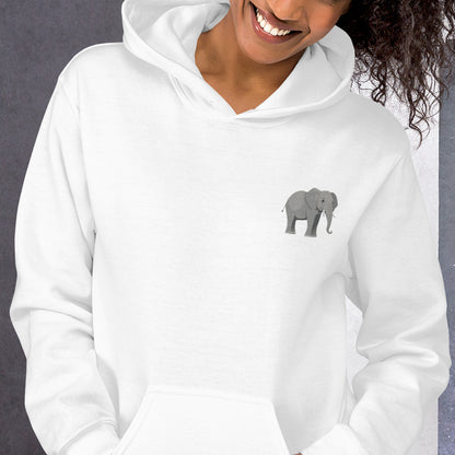 Elephant Cotton Hoodie - Embroidered - Wildlife Soul   Elephant Cotton Hoodie - Embroidered