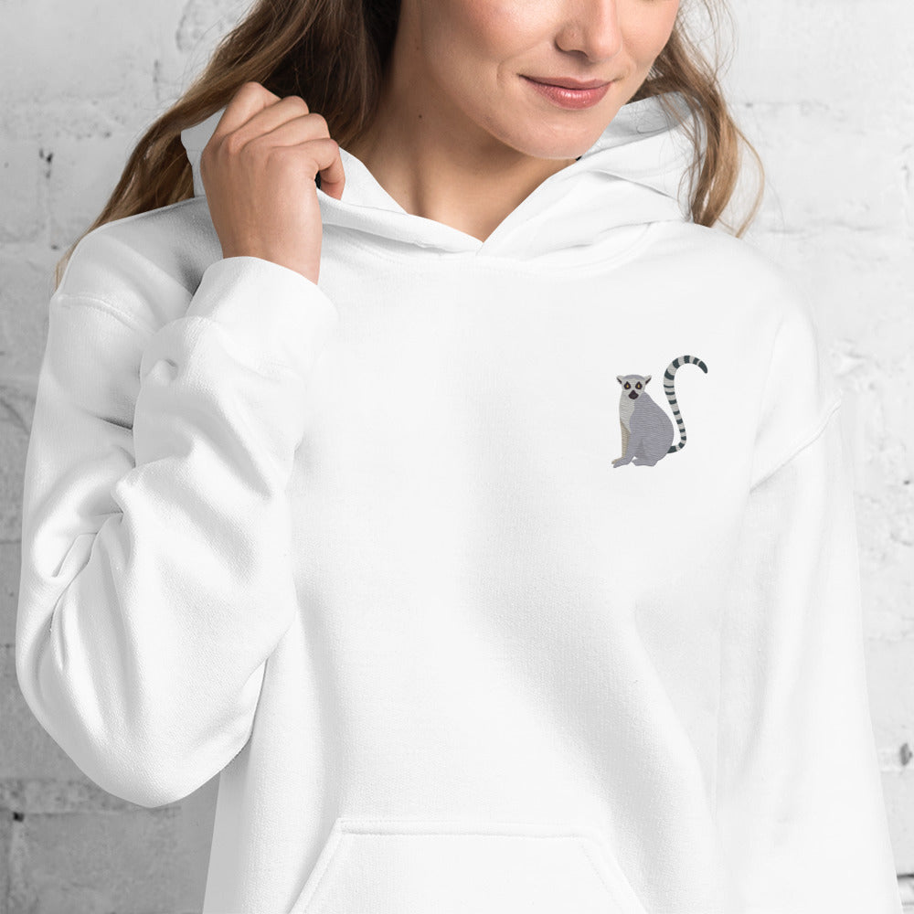 Lemur Cotton Hoodie - Embroidered - Wildlife Soul   Lemur Cotton Hoodie - Embroidered