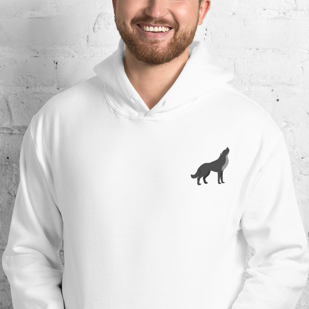 Wolf Cotton Hoodie - Embroidered - Wildlife Soul   Wolf Cotton Hoodie - Embroidered