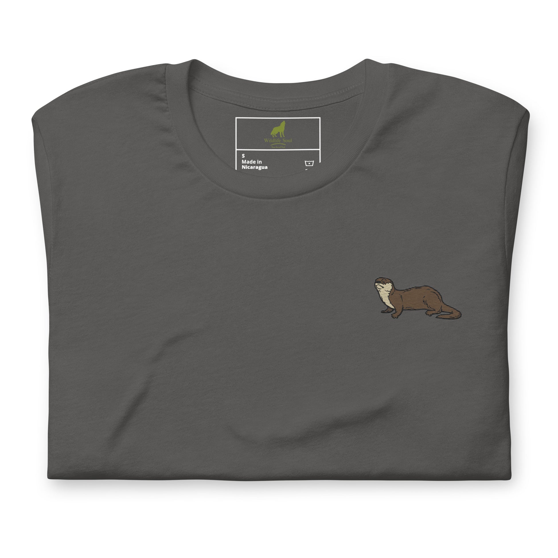 Otter Cotton T-Shirt - Embroidered - Wildlife Soul   Otter Cotton T-Shirt - Embroidered