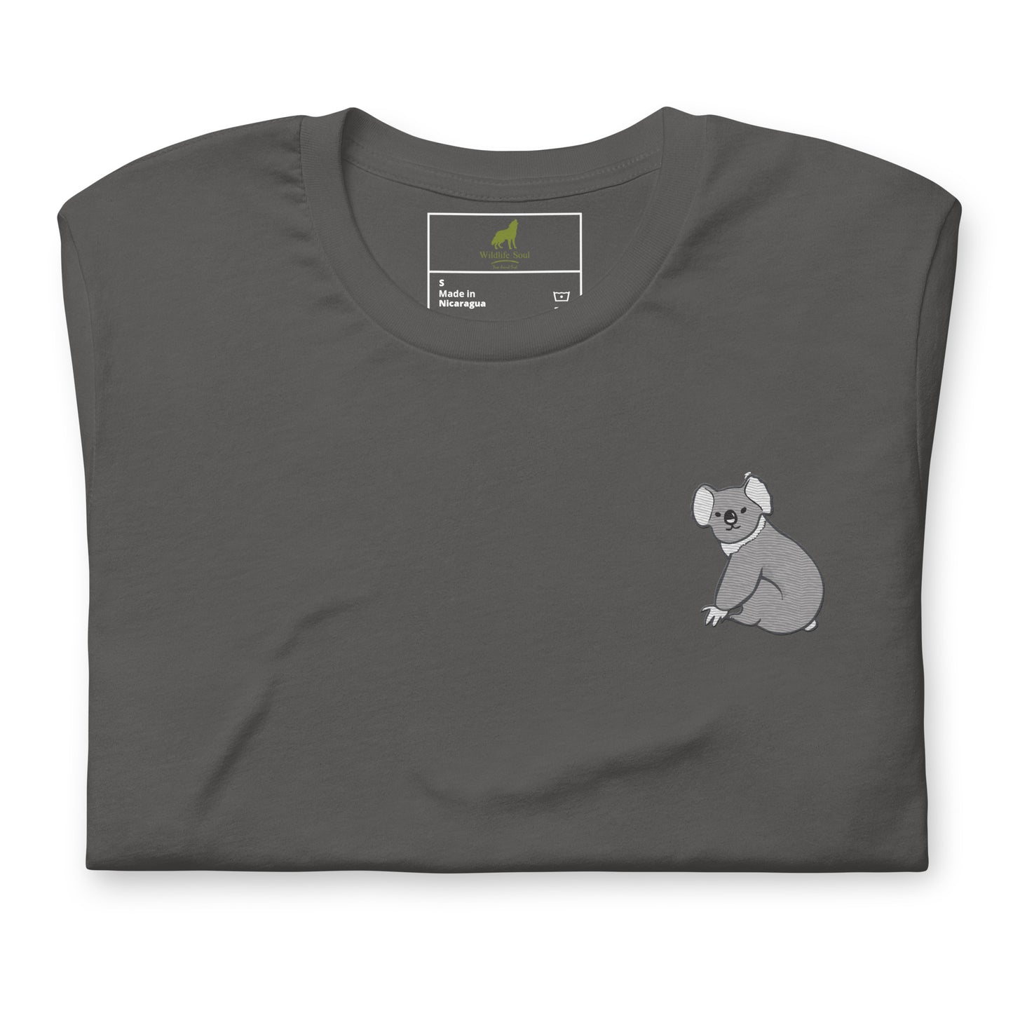 Koala Cotton T-Shirt - Embroidered - Wildlife Soul   Koala Cotton T-Shirt - Embroidered