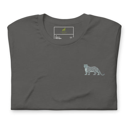 Snow leopard Cotton T-Shirt - Embroidered - Wildlife Soul   Snow leopard Cotton T-Shirt - Embroidered