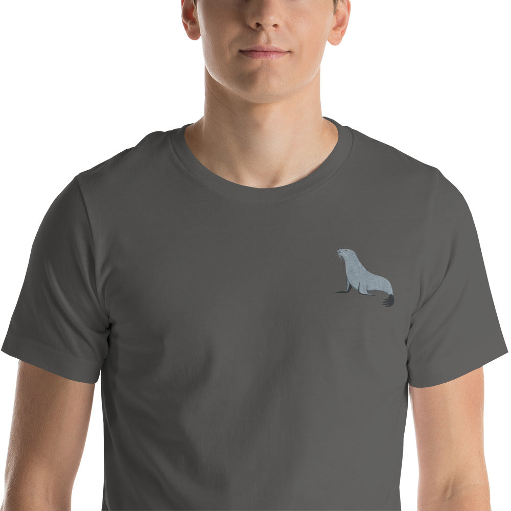 Seal Cotton T-Shirt - Embroidered - Wildlife Soul   Seal Cotton T-Shirt - Embroidered