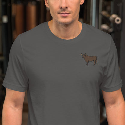 Bull Cotton T-Shirt - Embroidered - Wildlife Soul   Bull Cotton T-Shirt - Embroidered