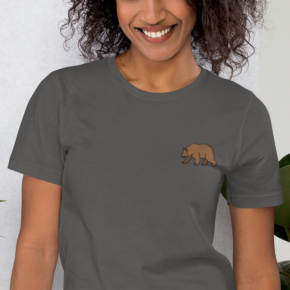 Bear Cotton T-Shirt - Embroidered - Wildlife Soul   Bear Cotton T-Shirt - Embroidered