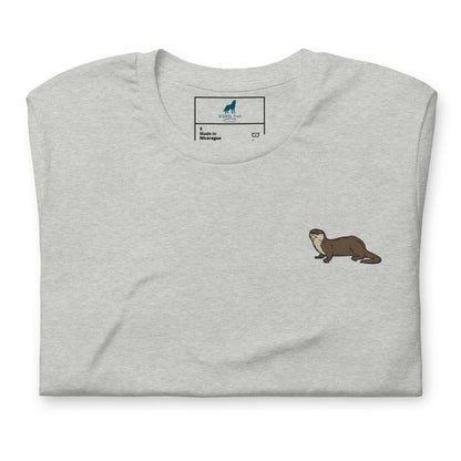 Otter Cotton T-Shirt - Embroidered - Wildlife Soul   Otter Cotton T-Shirt - Embroidered