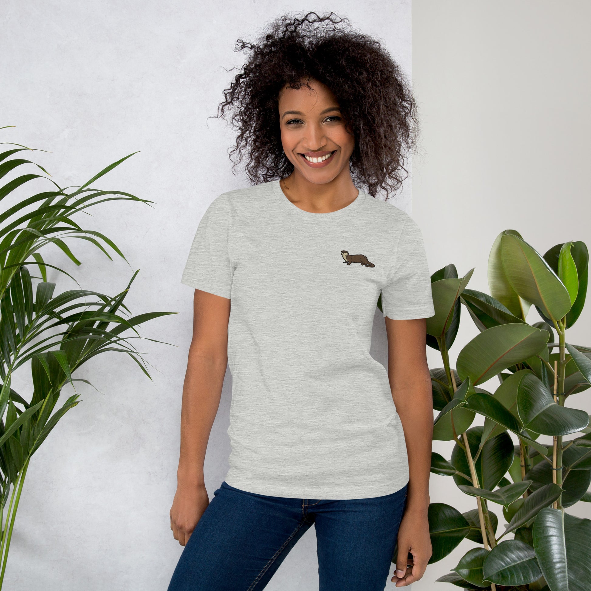 Otter Cotton T-Shirt - Embroidered - Wildlife Soul   Otter Cotton T-Shirt - Embroidered