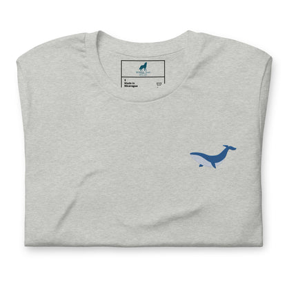 Whale Cotton T-Shirt - Embroidered - Wildlife Soul   Whale Cotton T-Shirt - Embroidered