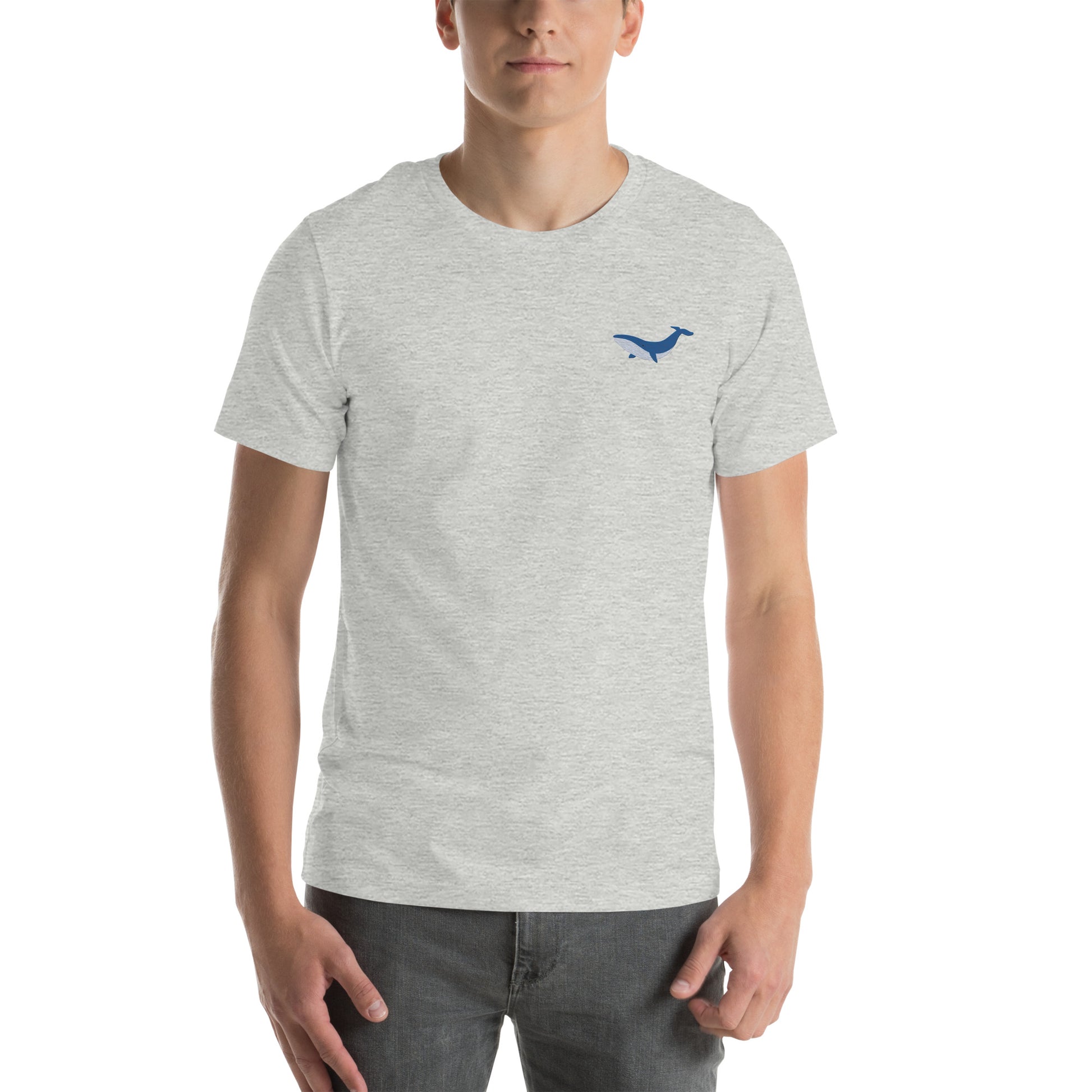 Whale Cotton T-Shirt - Embroidered - Wildlife Soul   Whale Cotton T-Shirt - Embroidered