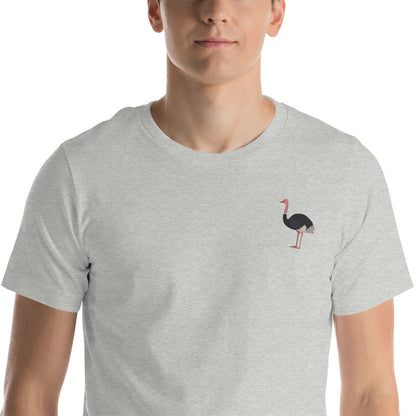 Ostrich Cotton T-Shirt - Embroidered - Wildlife Soul   Ostrich Cotton T-Shirt - Embroidered