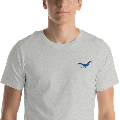 Whale Cotton T-Shirt - Embroidered - Wildlife Soul   Whale Cotton T-Shirt - Embroidered